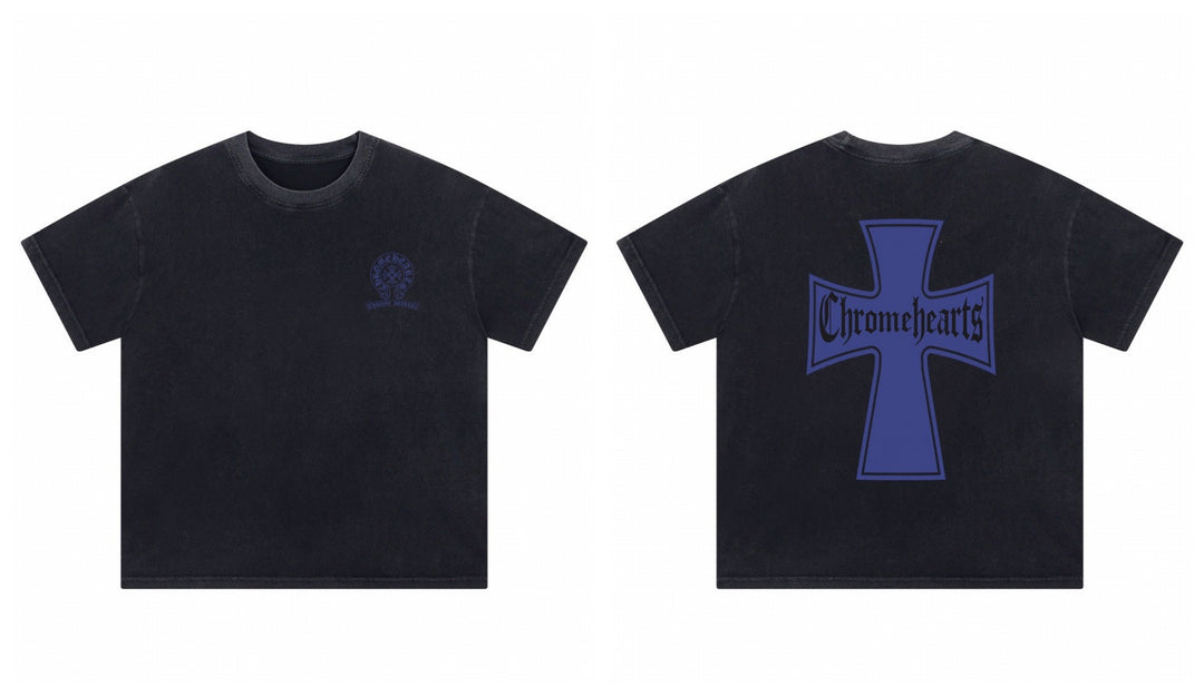 Chrome Hearts Summer Embroidery Print Cotton T-Shirt Short-Sleeve
