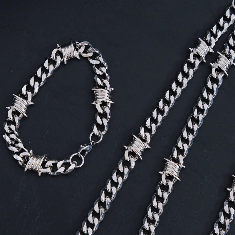 Hip Hop Thorn Cuban Chain Titanium Steel Necklace