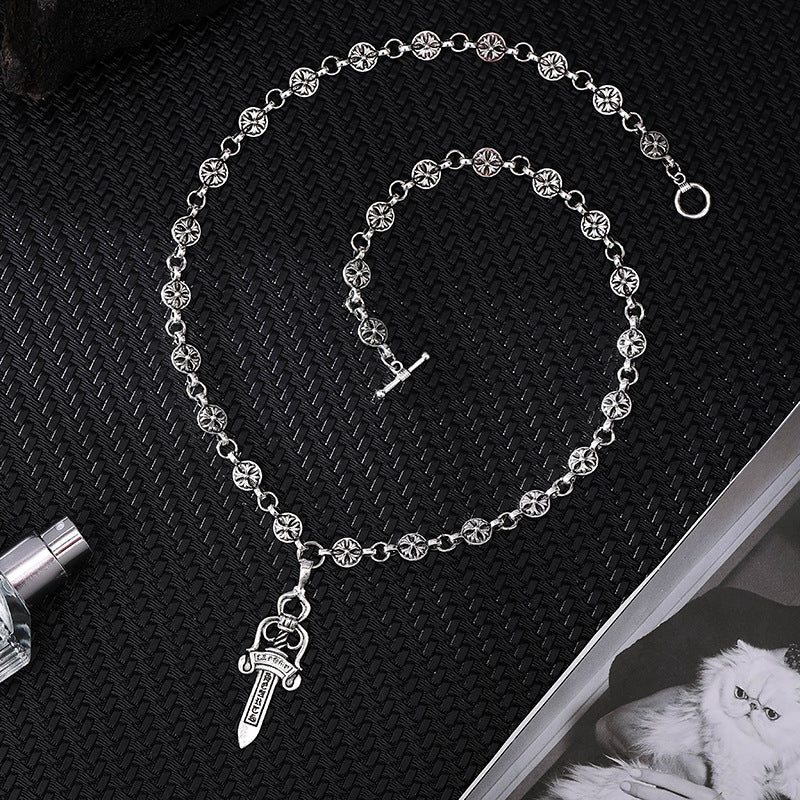 chrome hearts cross ball chain dagger necklace