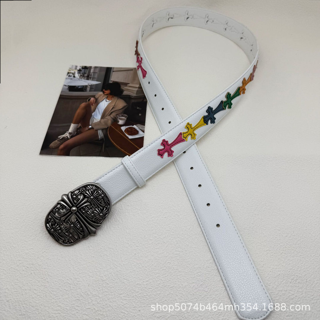 Chrome Hearts Cross-Motif Classic Leather Belt