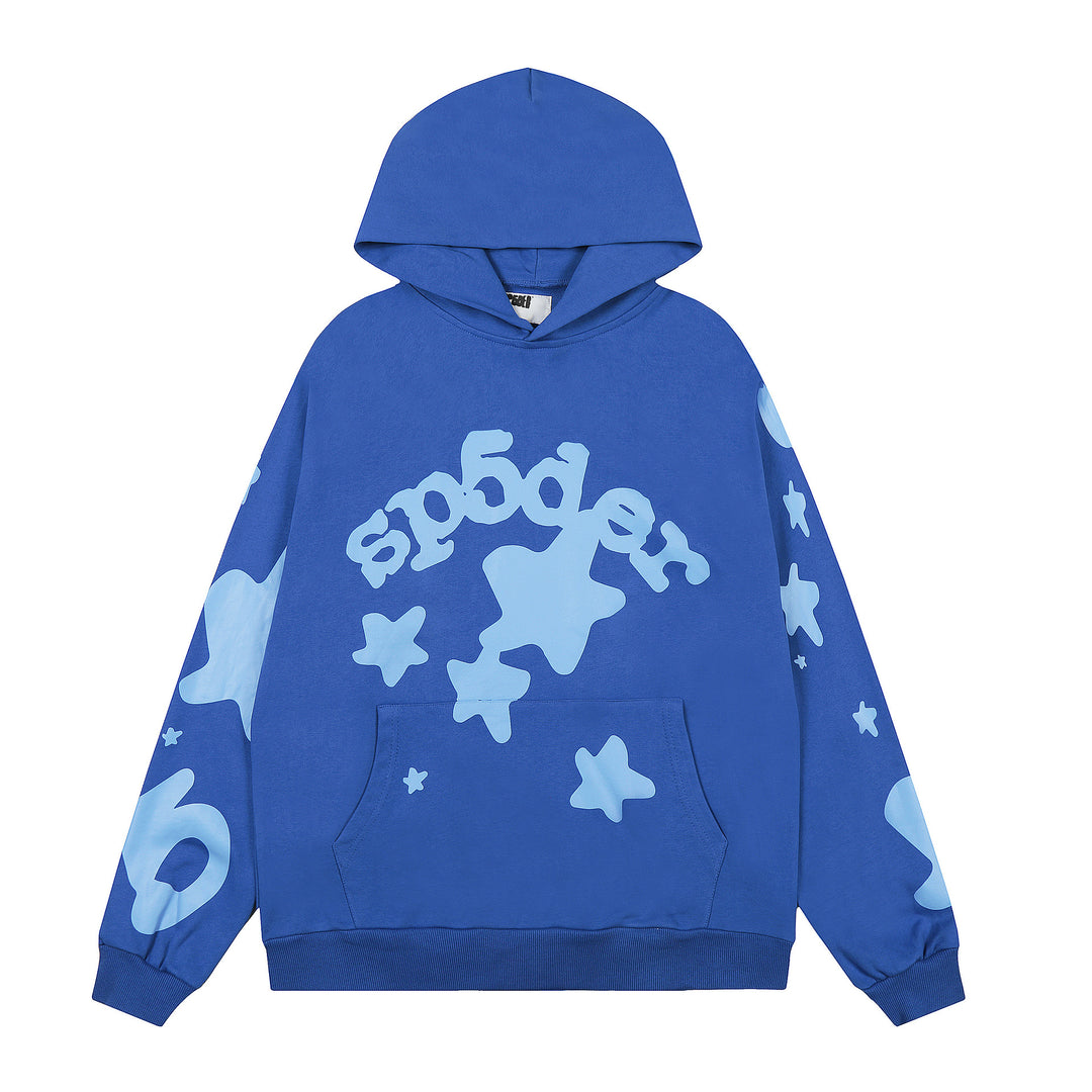 Sp5der 555555 star pattern hooded trousers and sweatshirt