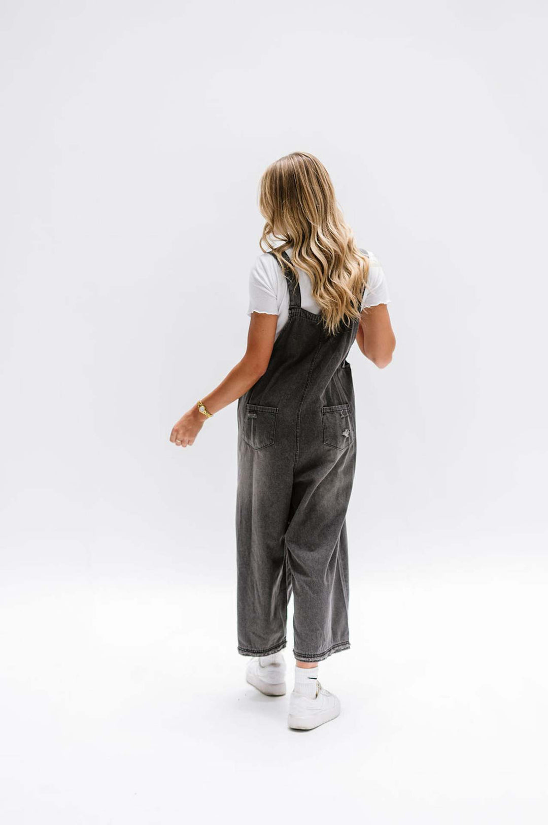 Vintage Distressed Ripped Loose-Fit Wide-Leg Denim Overalls