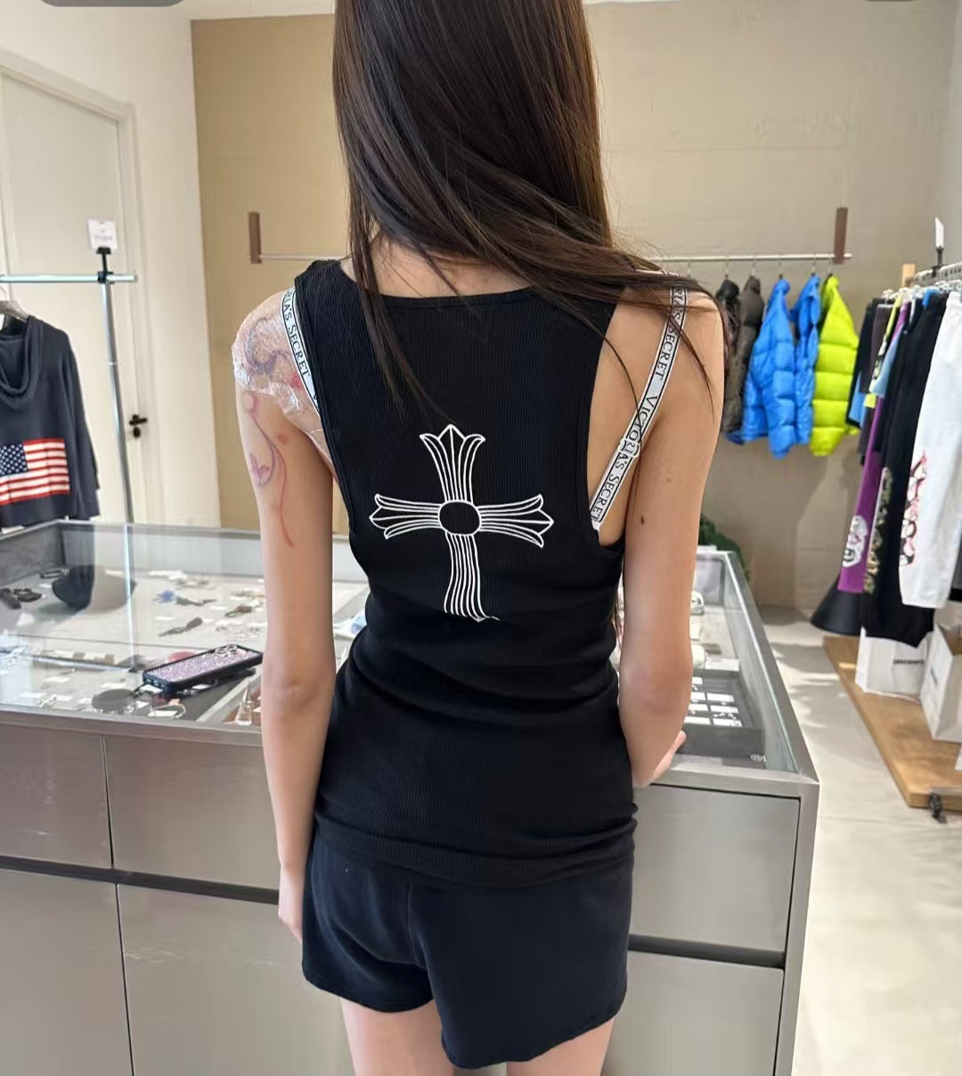 Chrome Hearts T-Style Cross Slim Fit Print Vest Dress