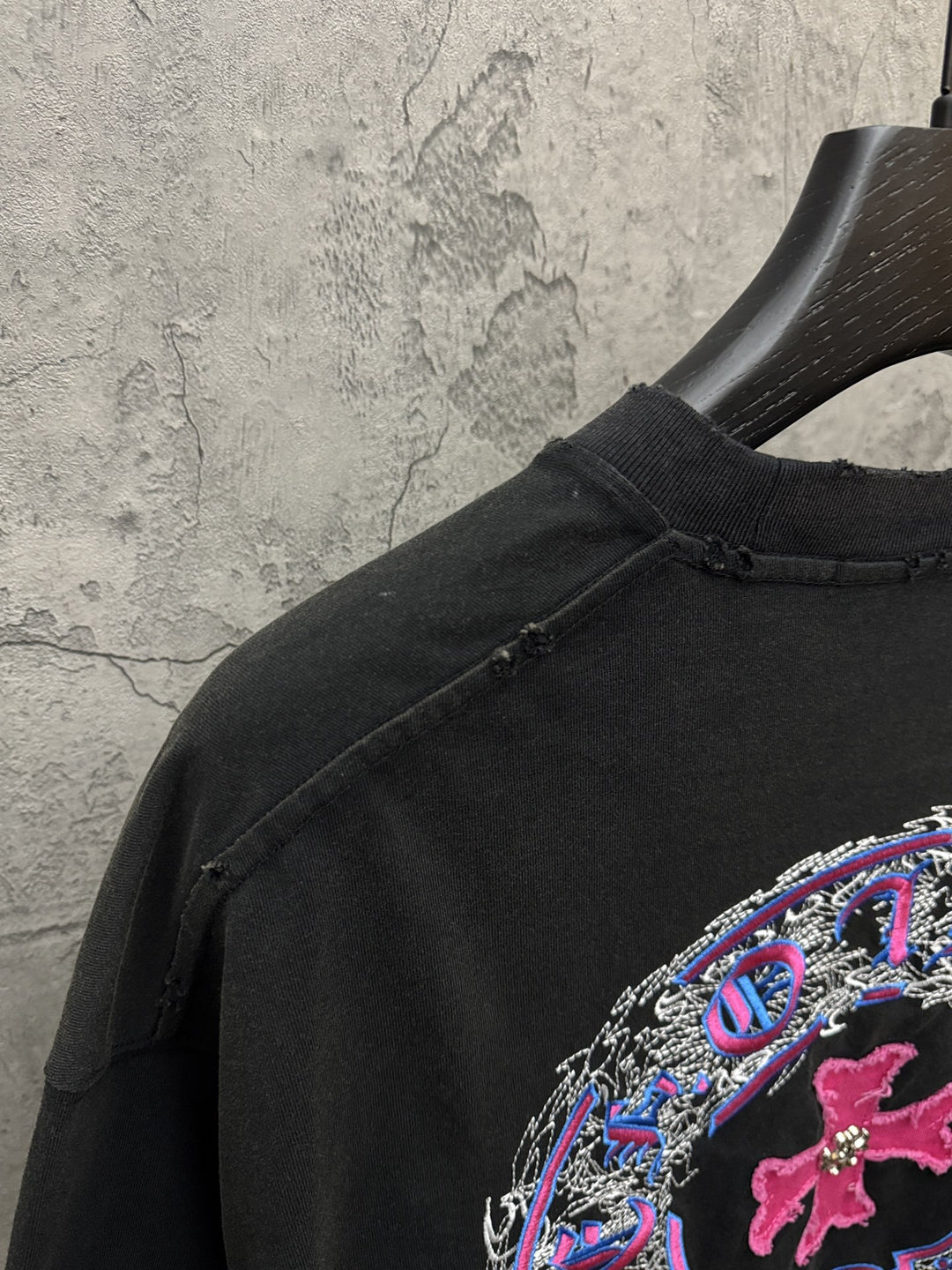 Chrome Hearts Washed Appliqué Embroidered Short-Sleeve T-Shirt