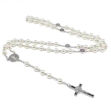 rosary necklace black and white round beads