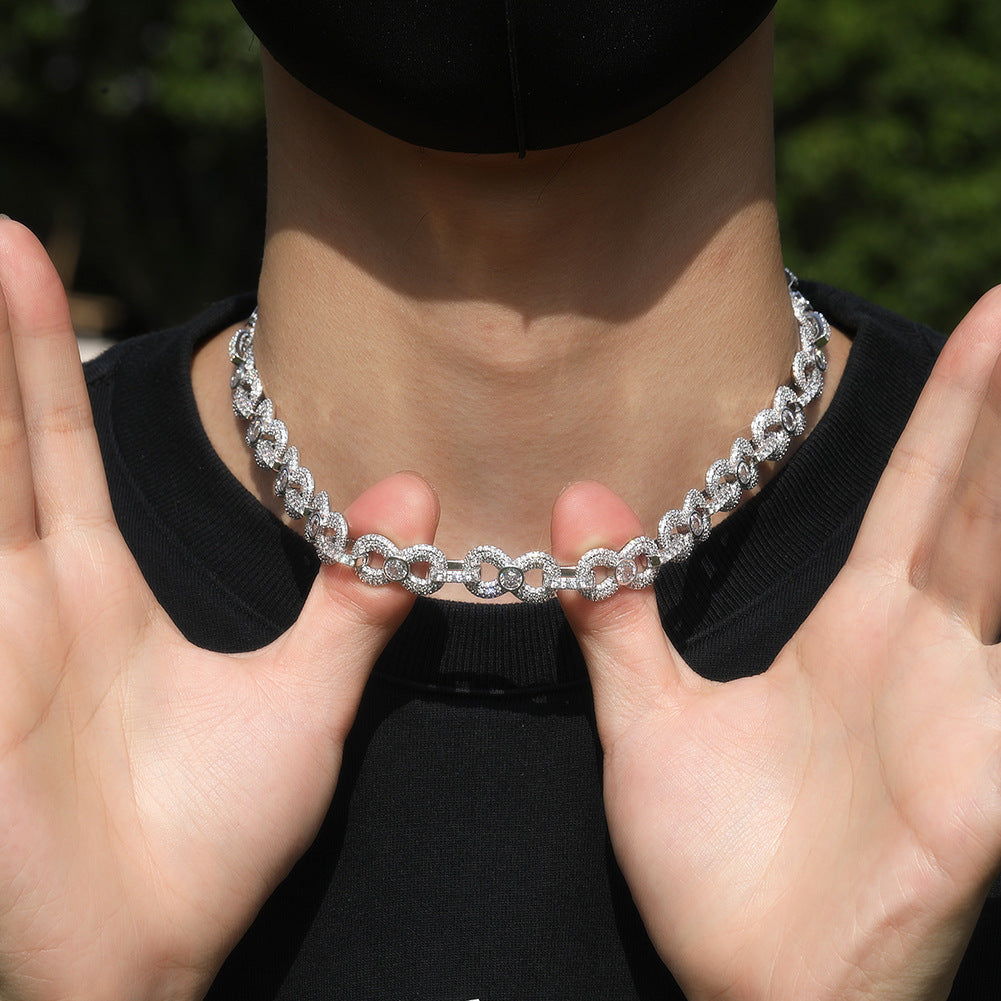 Fully Iced-Out 16mm Infinity Figure-8 Chain Necklace