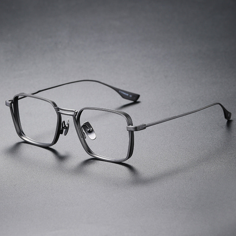 Matte Black Titanium Square Eyeglasses Frame