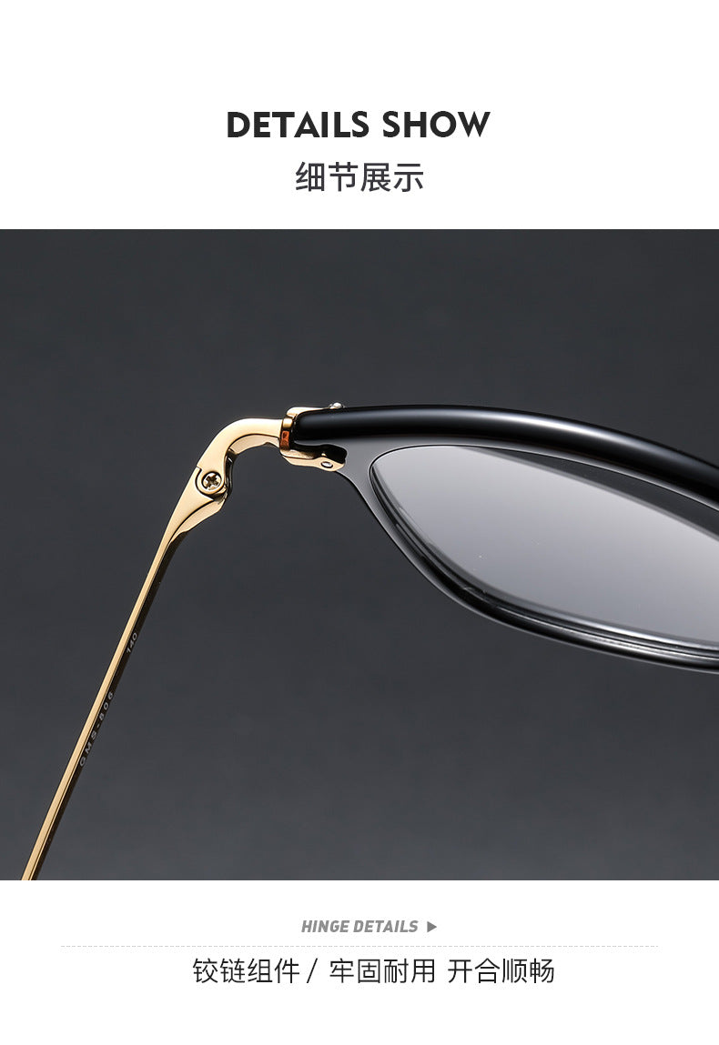 Square retro acetate titanium frame eyeglasses