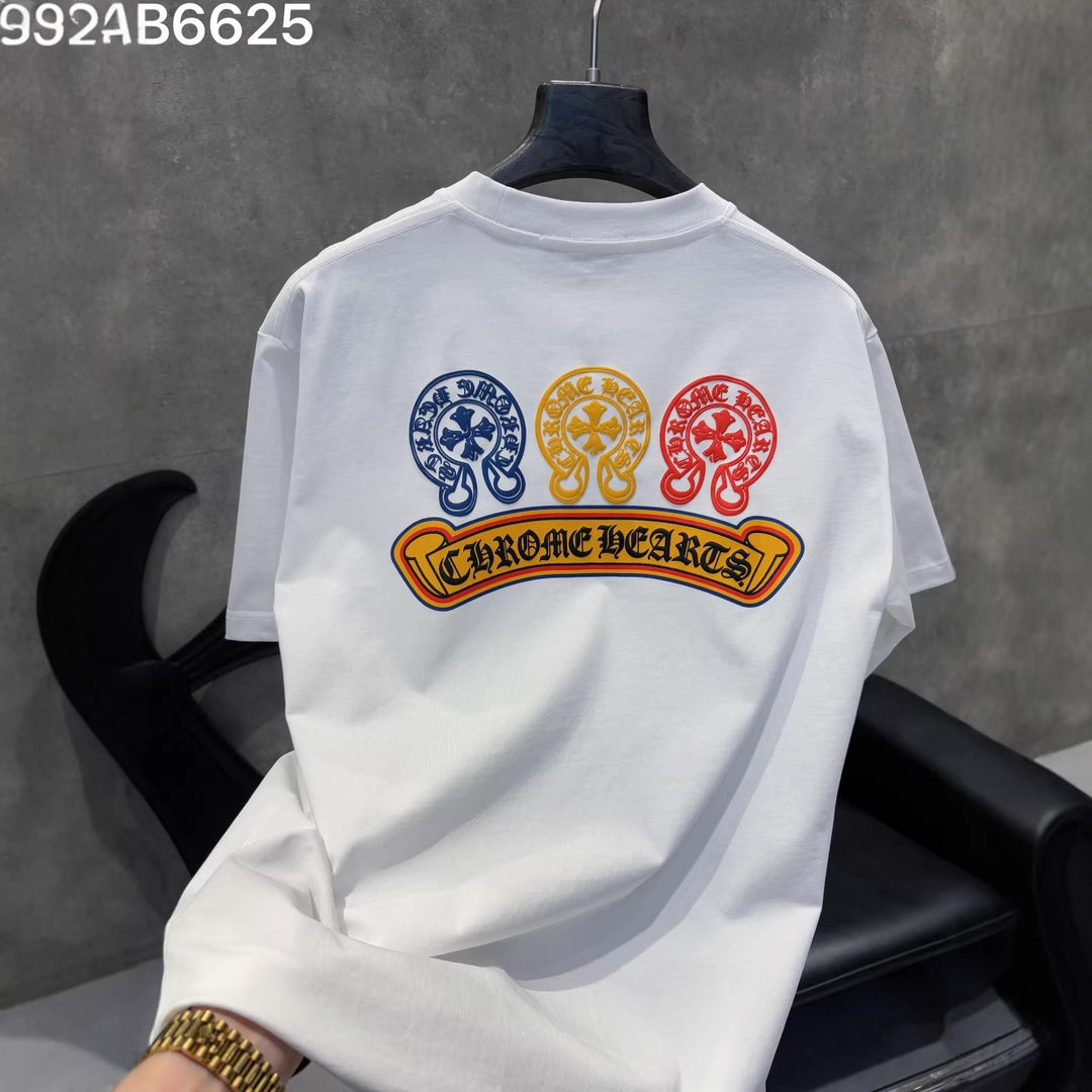 Chrome Hearts 3 Horseshoe Sanskrit Embroidered T-Shirt