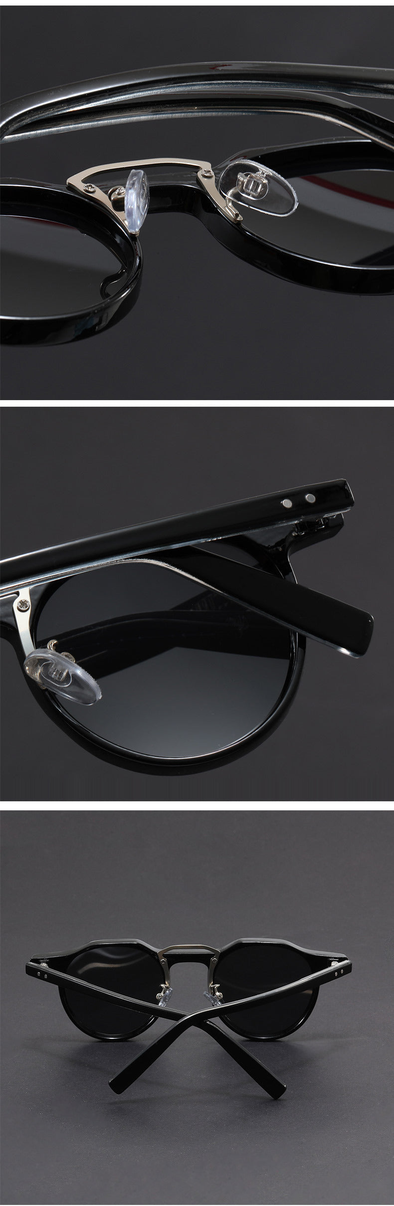 Punk small round frame faux acetate sunglasses