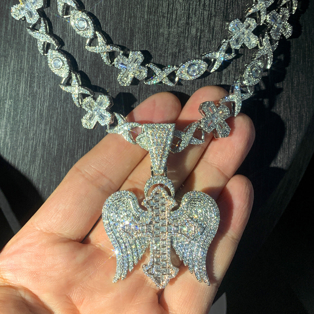 Hip-hop cross wings men's pendant