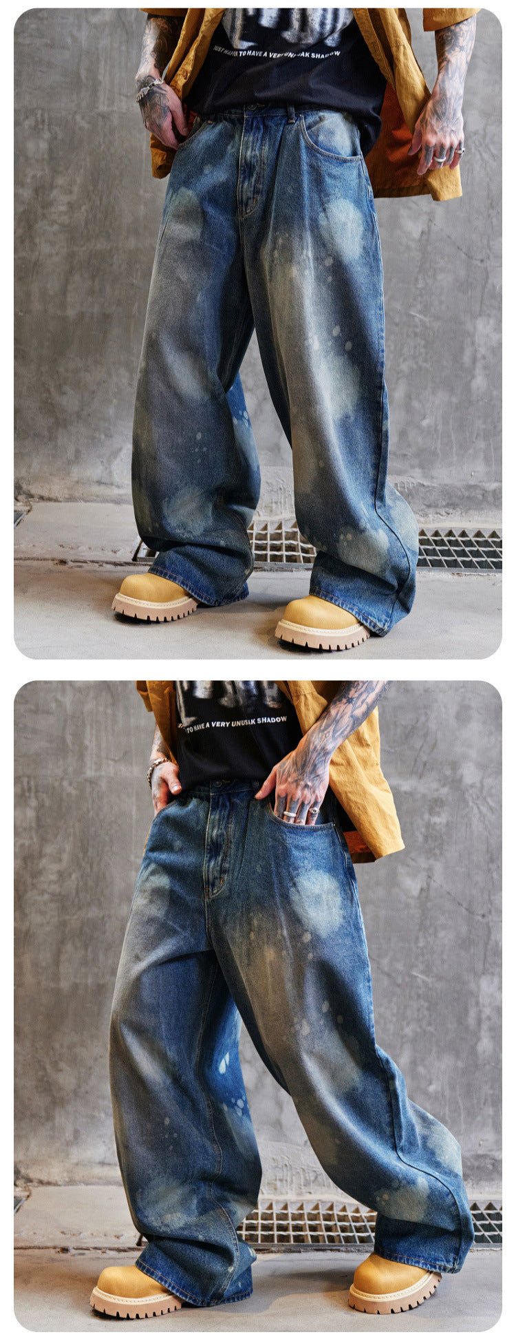 Wasteland-Style Distressed Loose-Fit Scythe Cut Jeans