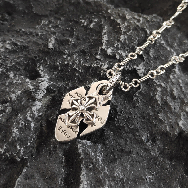 Graffiti Chrome Hearts cross double shield pendant