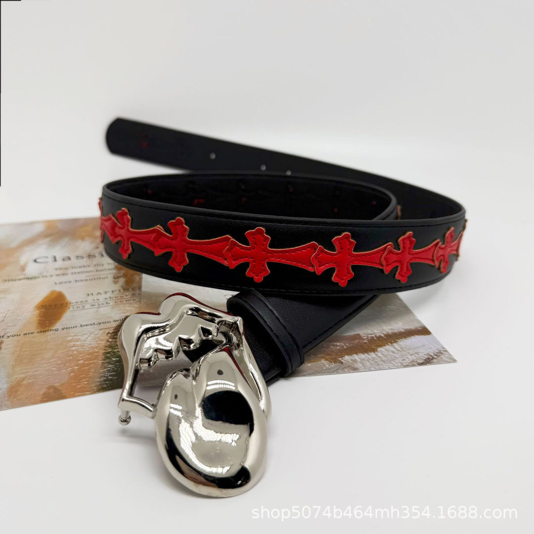 Chrome Hearts Cross-Motif Classic Leather Belt