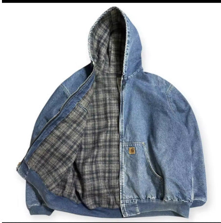 Leaf Print Zip-Up Hooded Sweatshirt