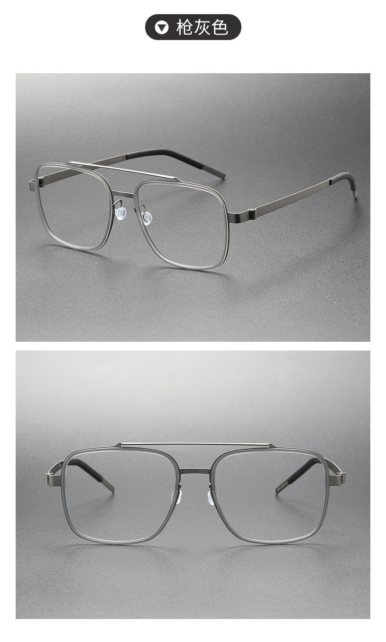 Double-bridge large square screwless welded eyeglass frame