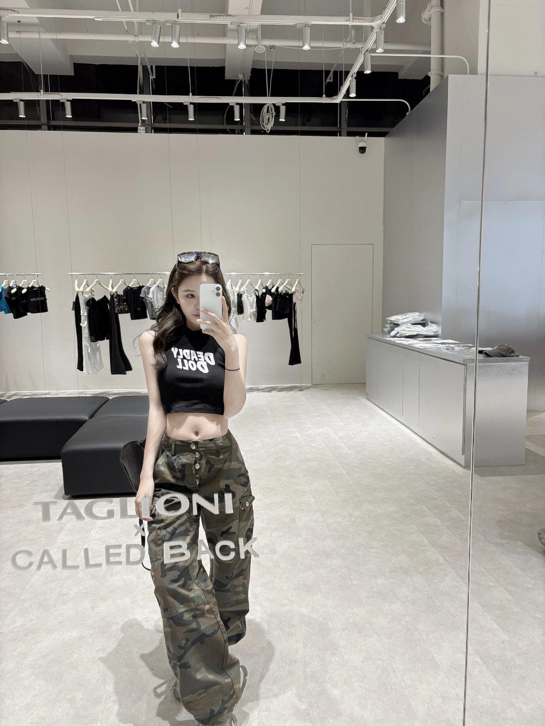 Chrome Hearts sexy tank top, retro cargo camouflage pants
