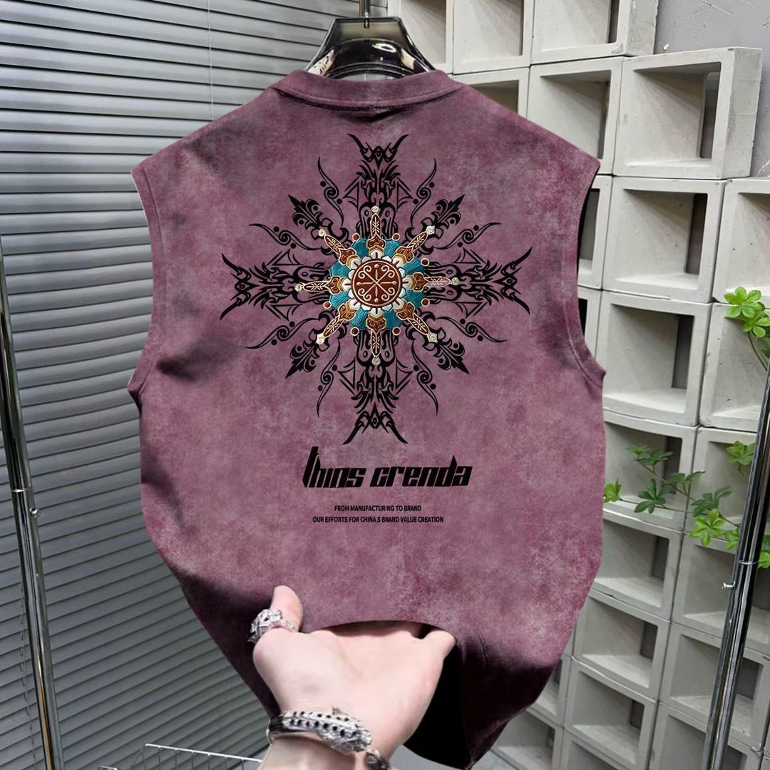 Tribal Mandala Graphic Print Loose Fit Streetwear Tank Top