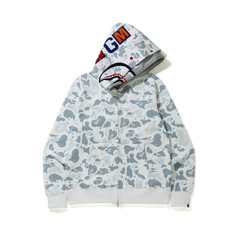 BAPE Shark camouflage hooded cardigan jacket