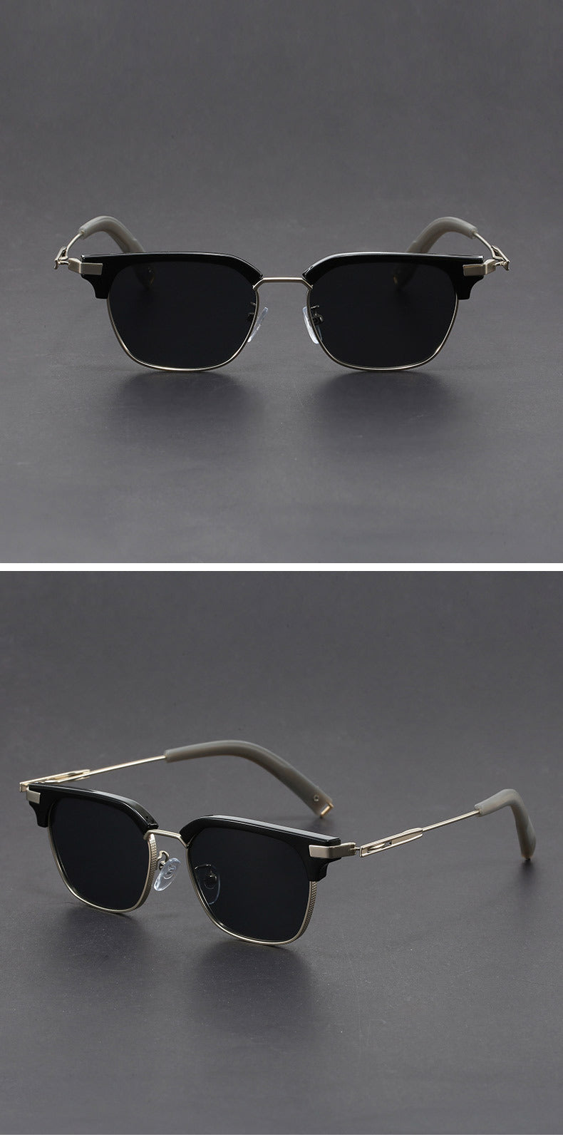 Classic half-rimmed browline Clubmaster sunglasses