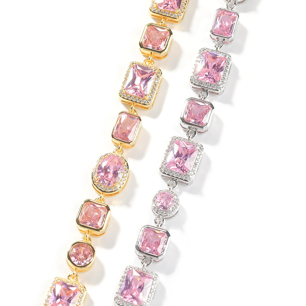 Hip-hop pink gemstone bracelet