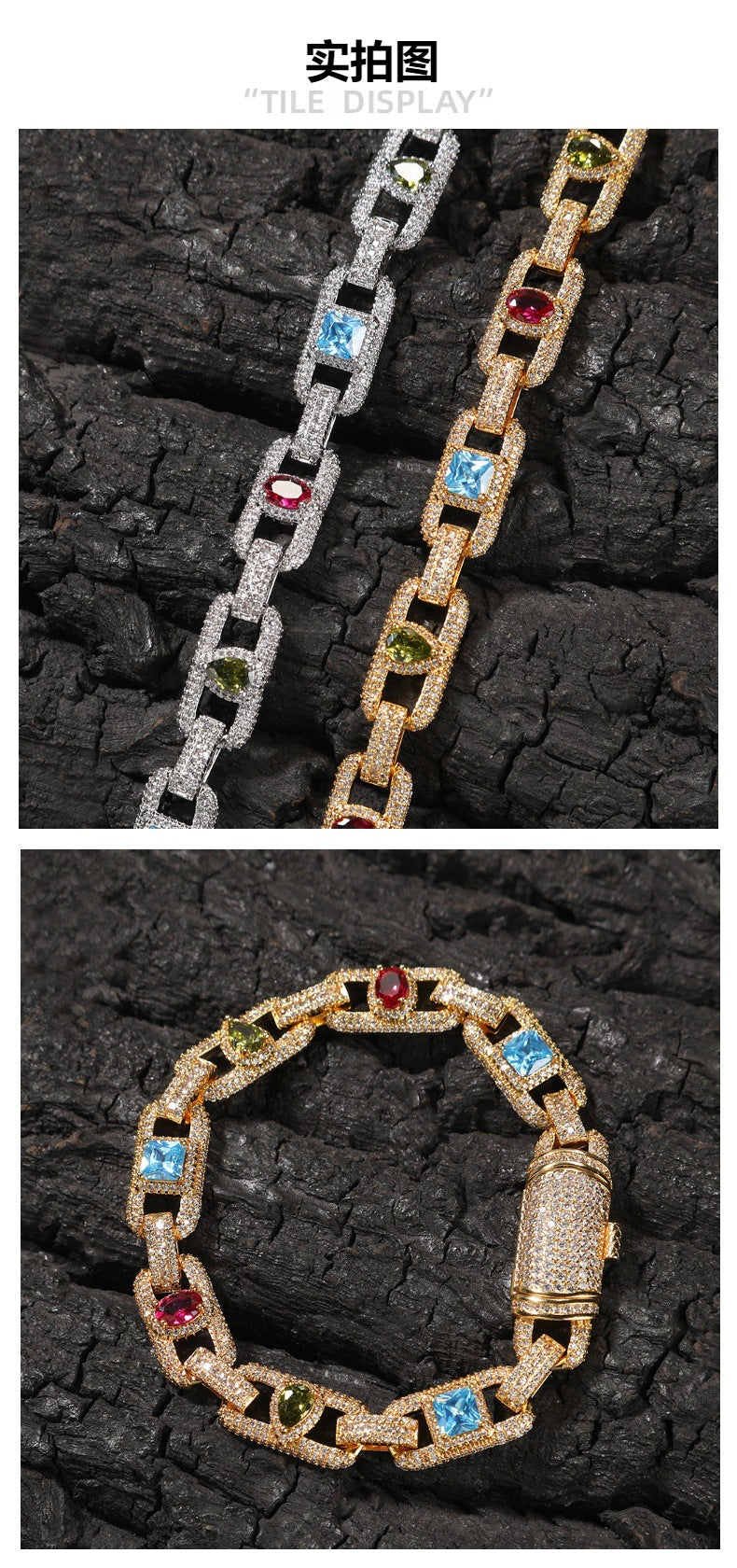 Pig Nose Necklace 1mm Colorful Zircon Clavicle Chain