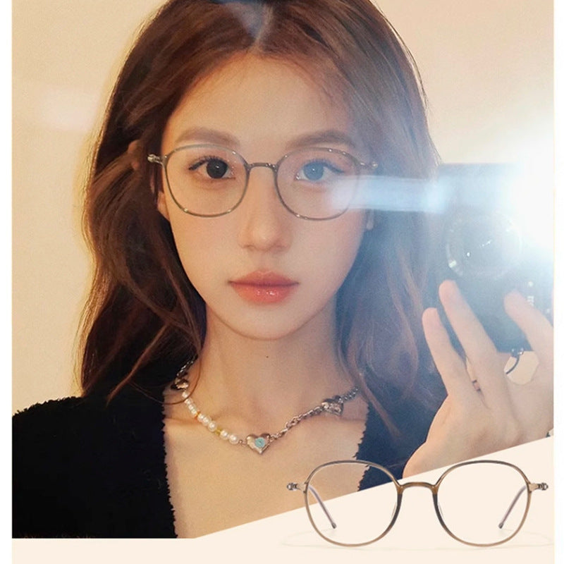 Oval ultra-light pure titanium face-slimming glasses