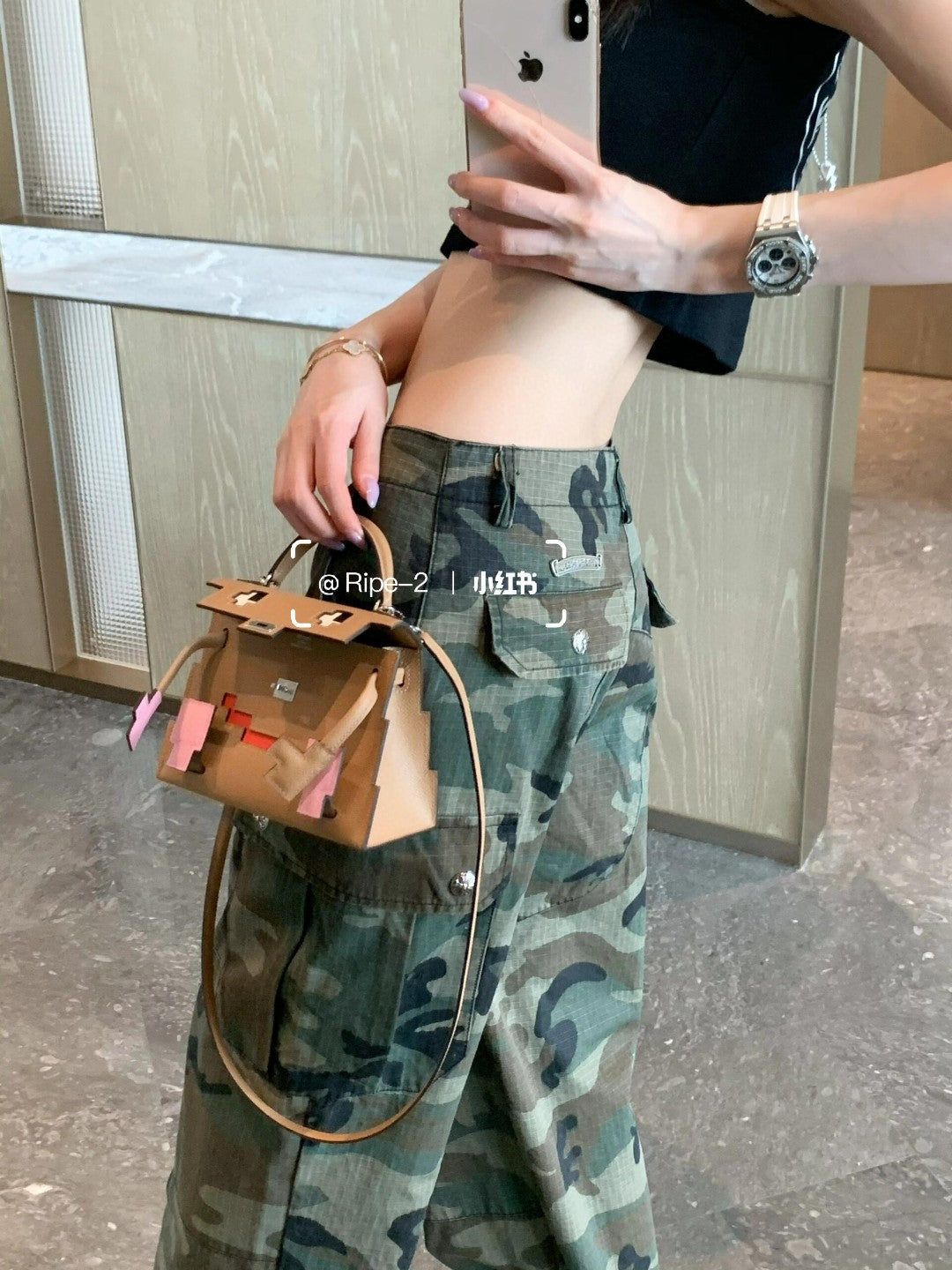 Chrome Hearts sexy tank top, retro cargo camouflage pants