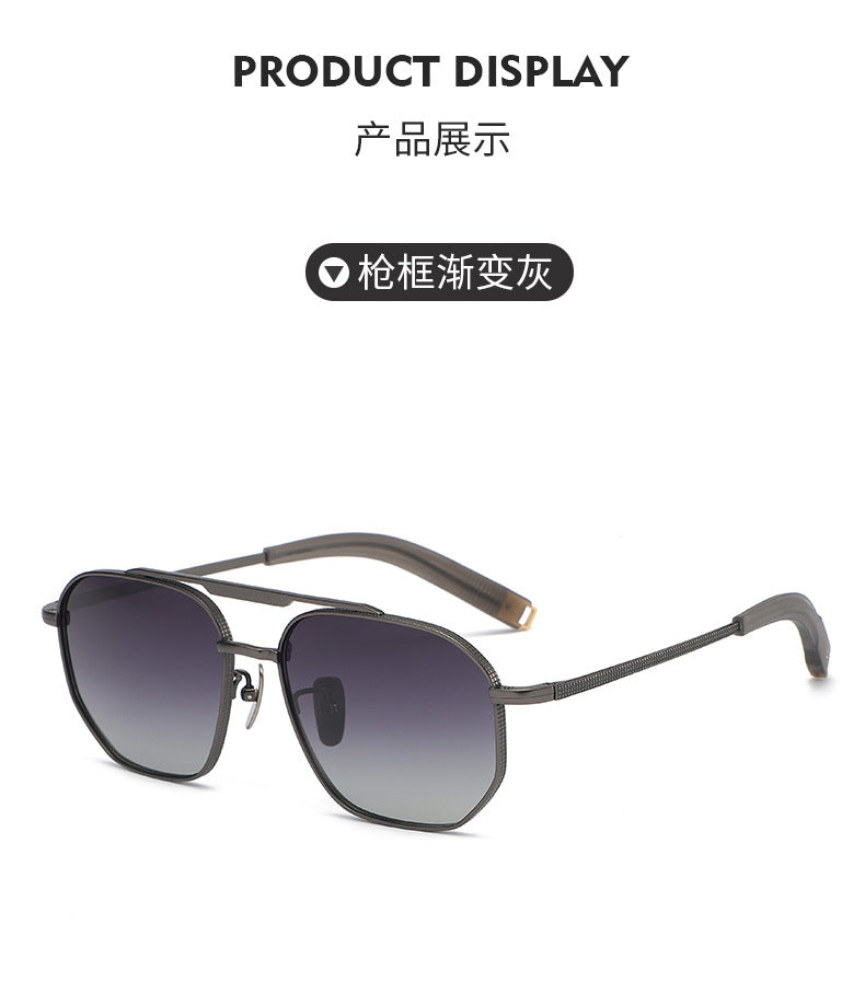 Oversized square pure titanium polarized sunglasses