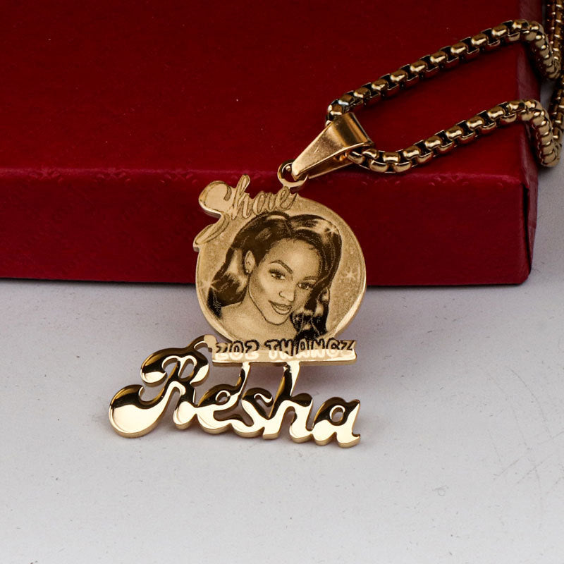 Customized photo name necklace logo letter necklace