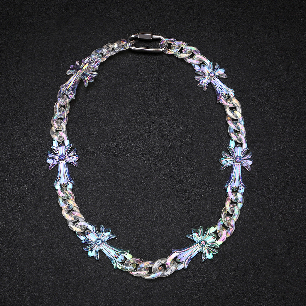 Chrome Hearts transparent resin acrylic cross necklace