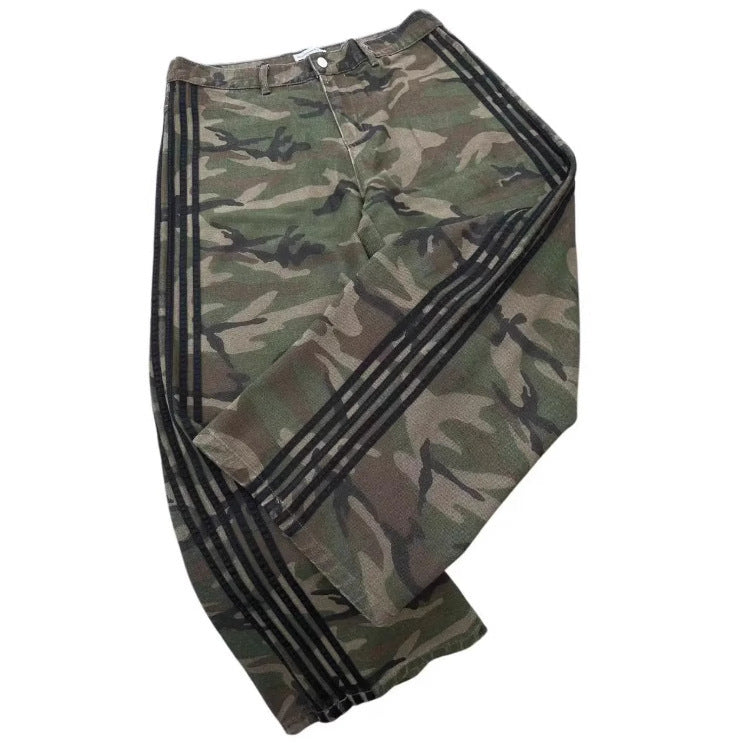 Striped jeans, Y2K casual wide-leg straight-leg jeans