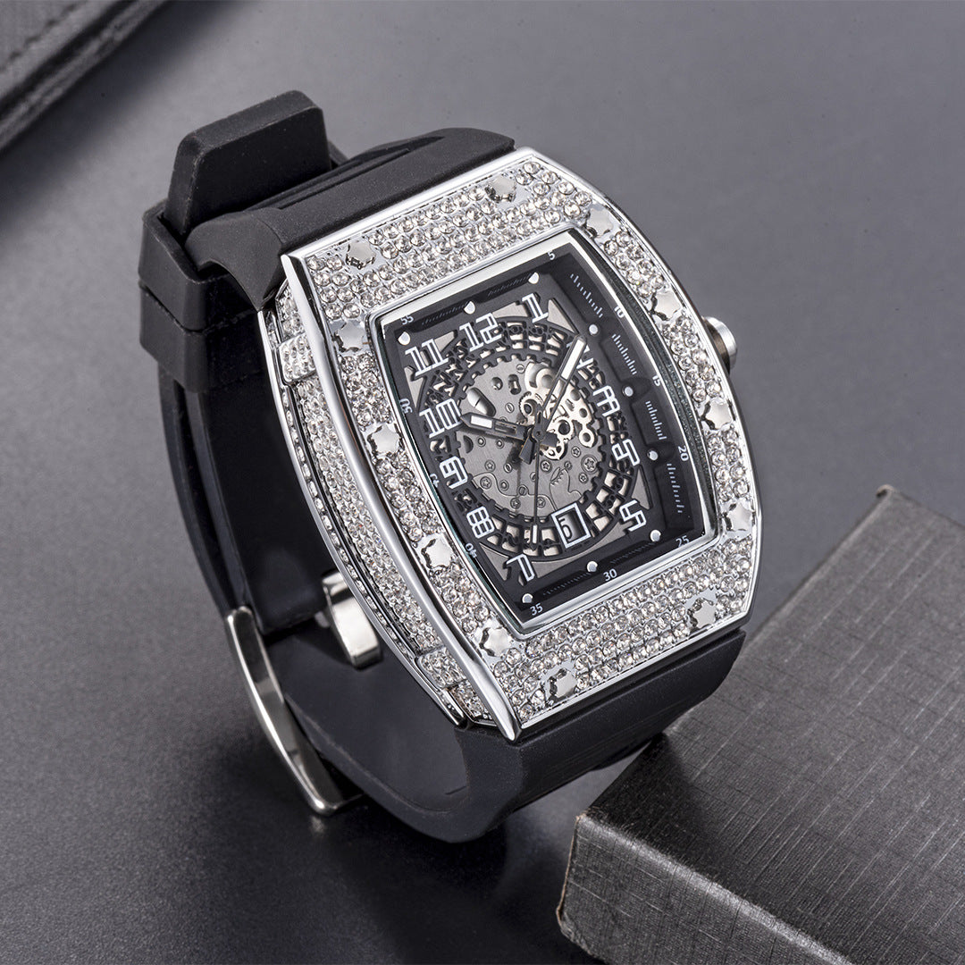 Tonneau-Shaped Quartz Watches with Silicone Straps