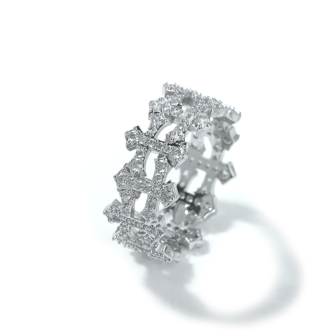 9mm Double-Sided Cross-Shaped Zircon Ring