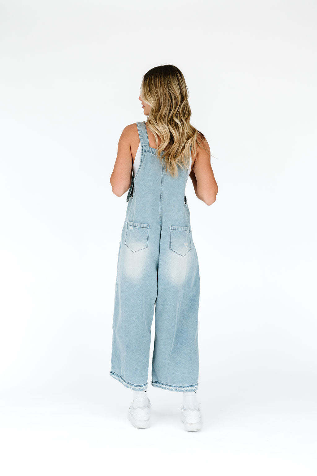 Vintage Distressed Ripped Loose-Fit Wide-Leg Denim Overalls