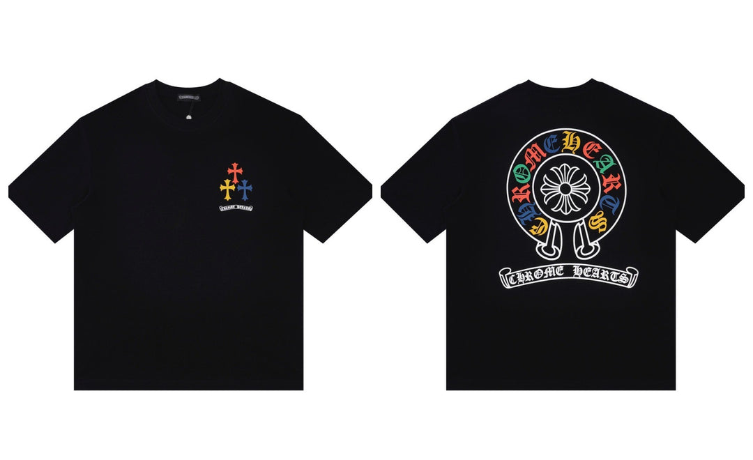 Chrome Hearts Summer Embroidery Print Cotton T-Shirt Short-Sleeve