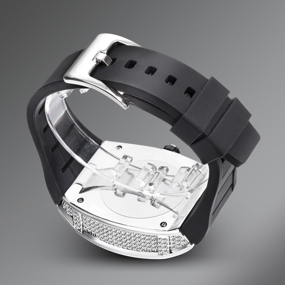Tonneau-Shaped Quartz Watches with Silicone Straps