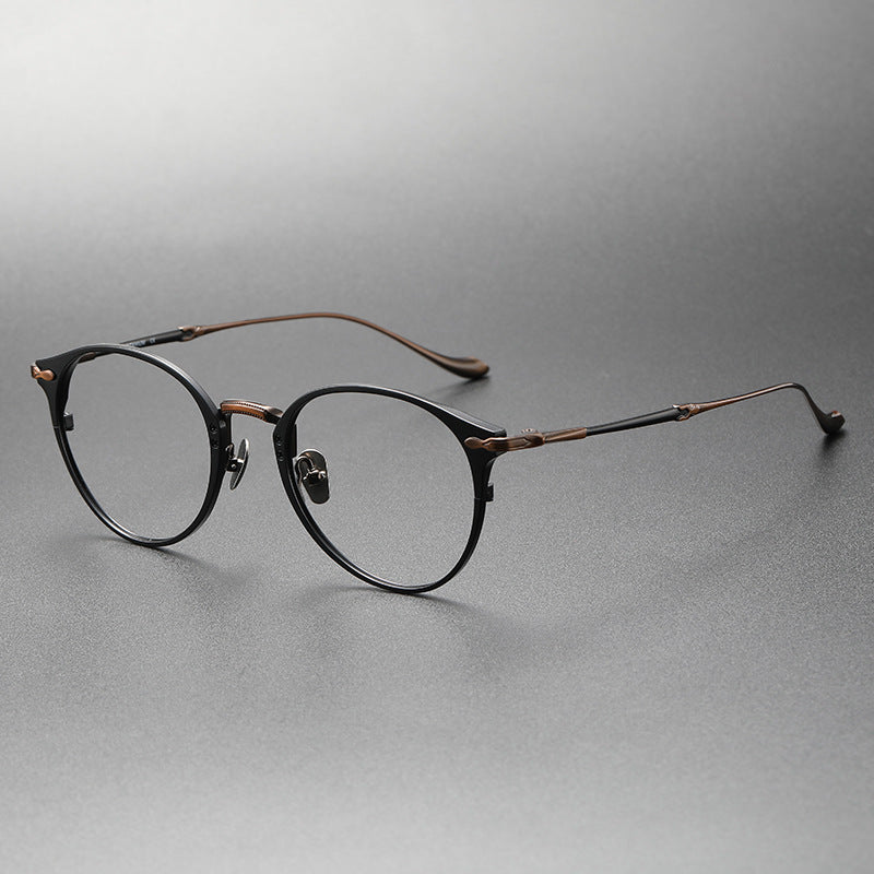 Retro Round Glasses Two-Tone Titanium & Acetate Frame