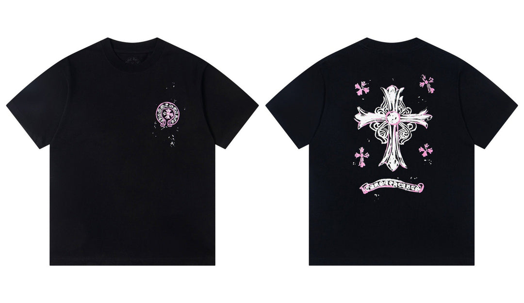 Chrome Hearts Summer Embroidery Print Cotton T-Shirt Short-Sleeve