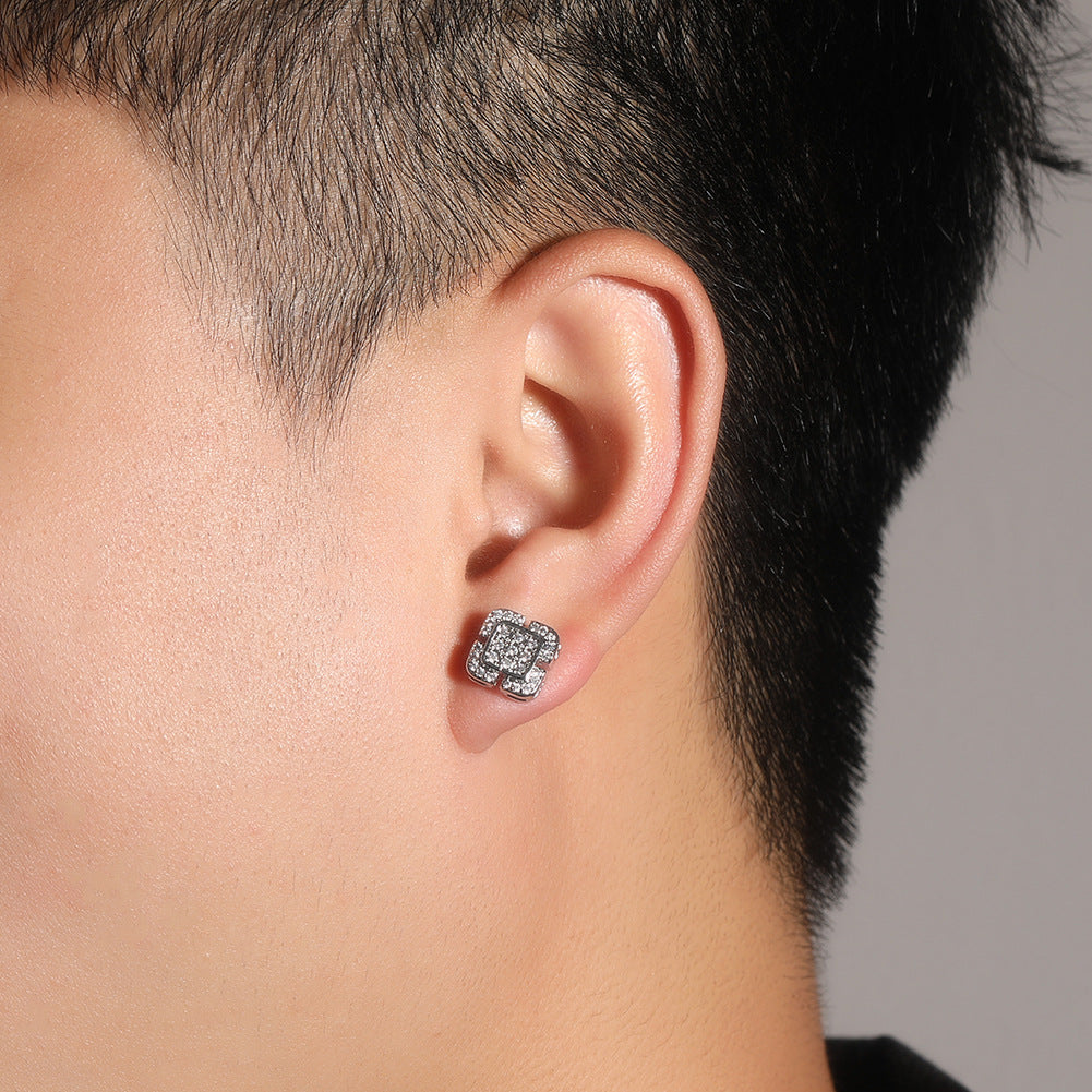 Square cross eight-star and eight-sword diamond Earrings