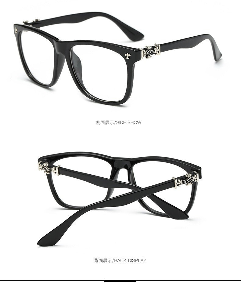 Trendy thick-rimmed non-prescription large-framed eyeglasses