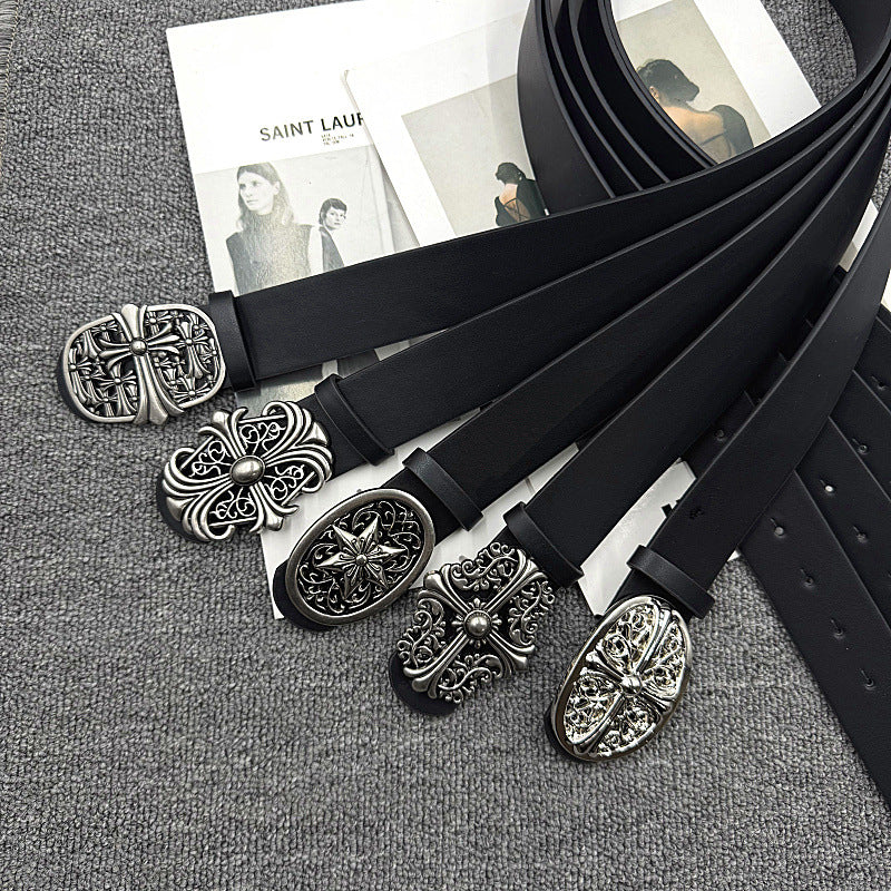Chrome Hearts Cross Buckle Embossed Belt