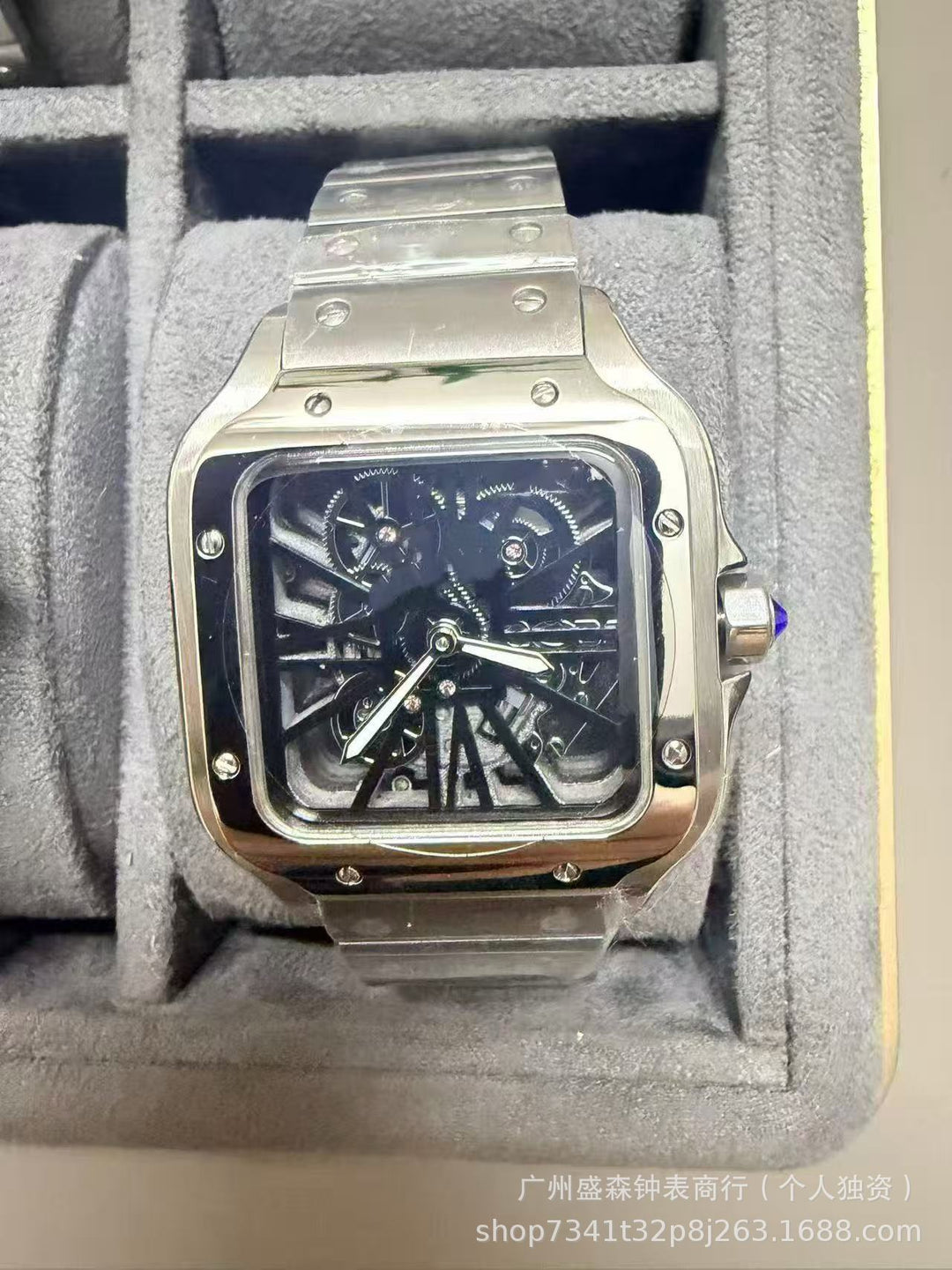 Square Roman series skeletonized quartz watches