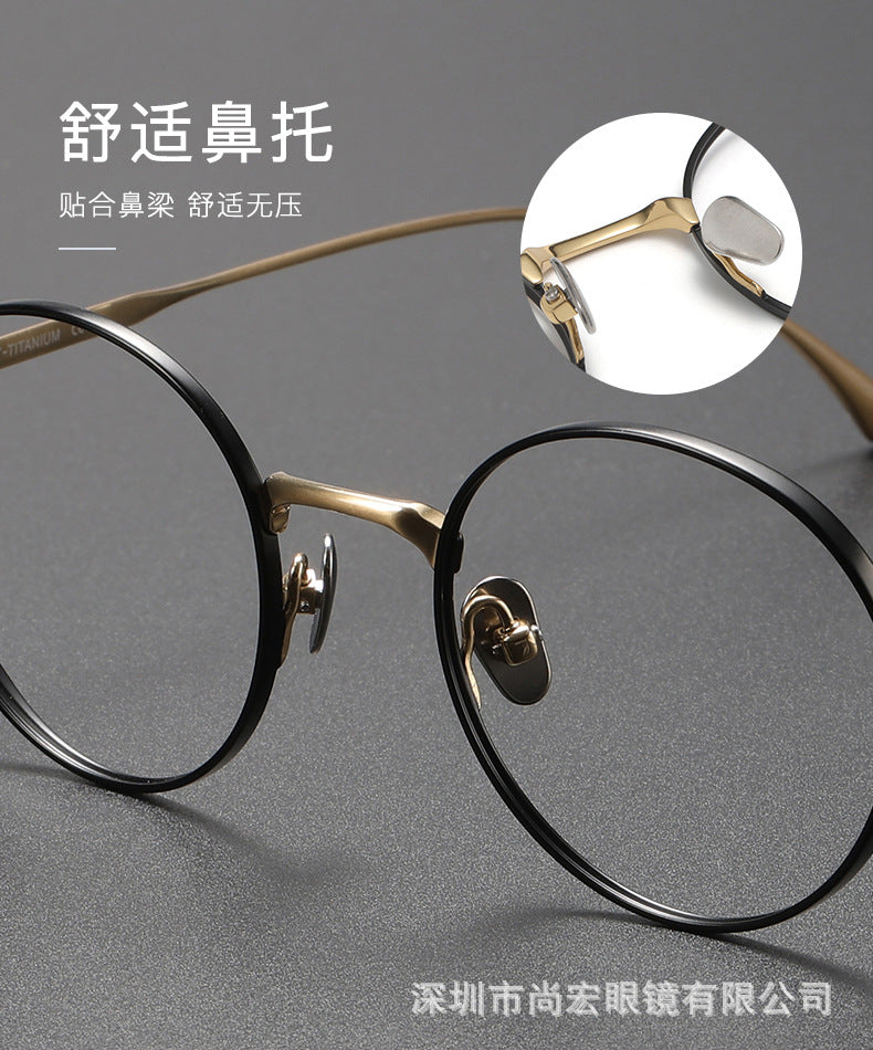 Pure titanium women's retro round handmade glasses frame
