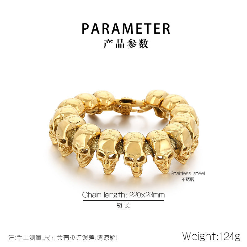 Hip-hop skull men's titanium steel bracelet
