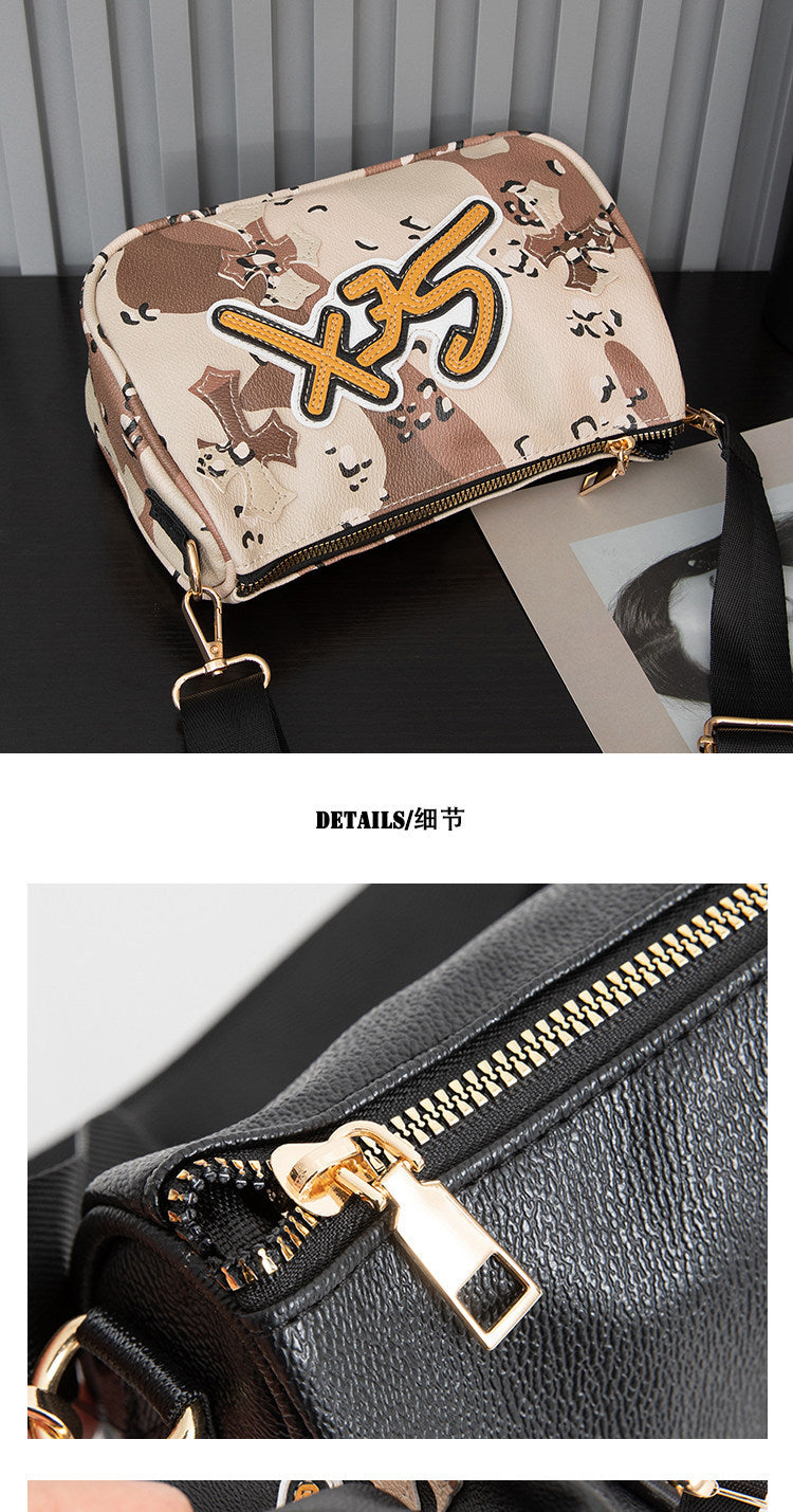Chrome Hearts cross camouflage PU leather crossbody bag
