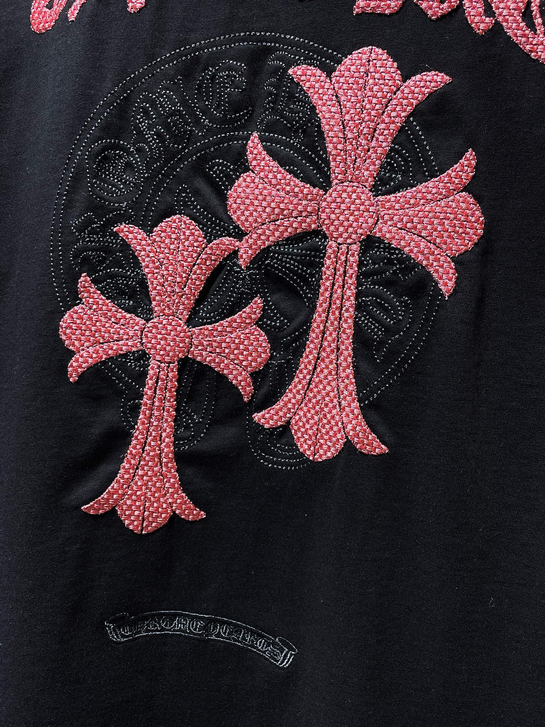 Chrome Hearts Cross & Horseshoe Double-Layer Embroidered T-Shirt