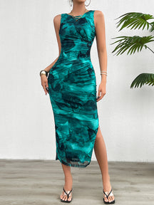 2024 Spring and Summer Tie-Dye Temperament Slim Sleeveless Dress