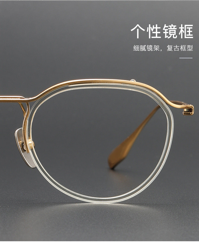 Irregular browline pure titanium eyeglass frames