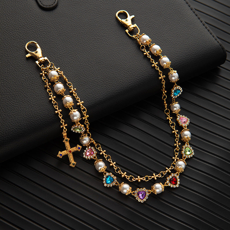 Rhinestone & Pearl Jewelry Set: Bracelet, Necklace, and Waist Chain